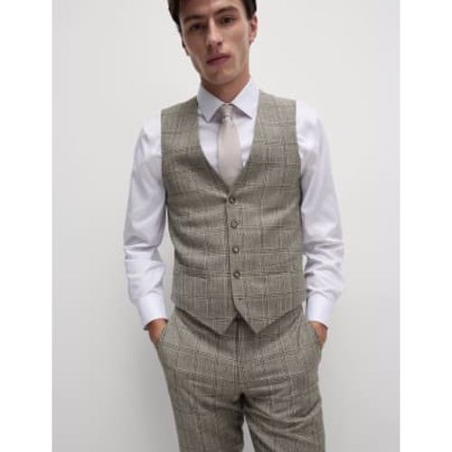 Mens Slim Fit Pure Wool Check Waistcoat - - M&S SARTORIAL - Modalova