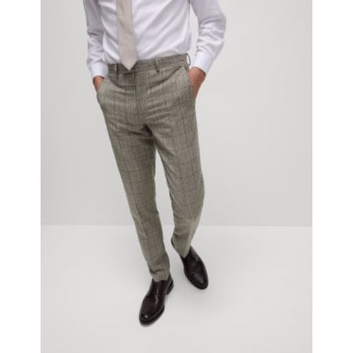 Mens Slim Fit Pure Wool Check Suit Trousers - - M&S SARTORIAL - Modalova