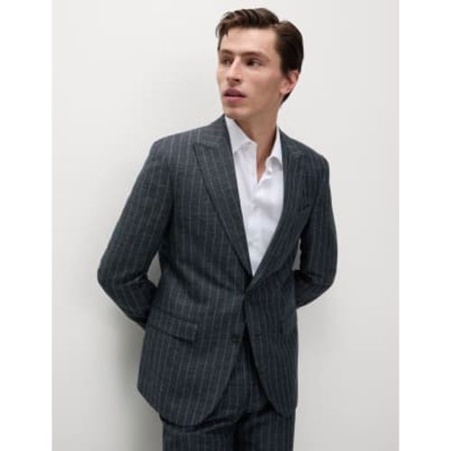 Mens Regular Fit Wool Linen Blend Pinstripe Suit Jacket - - M&S SARTORIAL - Modalova