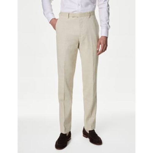 Mens Tailored Fit Italian Linen Miracle™ Trousers - - M&S Collection - Modalova