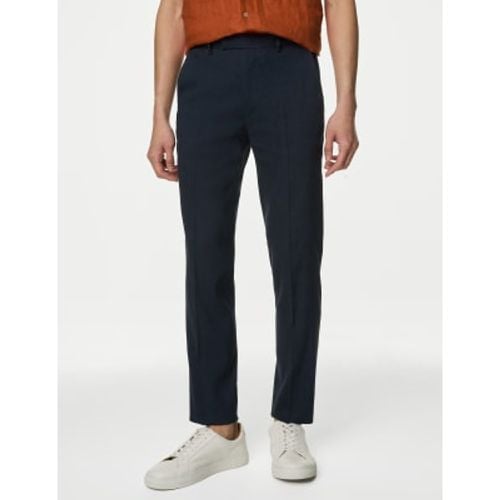 Mens Tailored Fit Italian Linen Miracle™ Trousers - - M&S Collection - Modalova