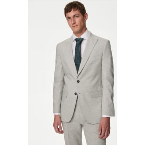 Mens Tailored Fit Italian Linen Miracle™ Puppytooth Suit Jacket - - M&S Collection - Modalova