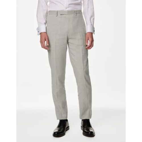 Mens Tailored Fit Italian Linen Miracle™ Puppytooth Suit Trousers - - M&S Collection - Modalova