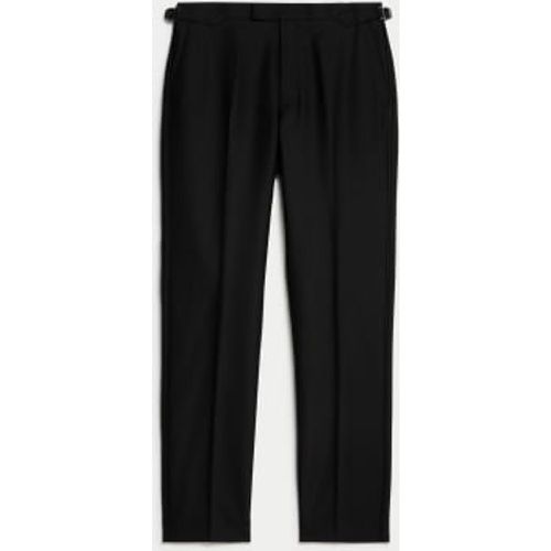 Mens Regular Fit British Pure Wool Tuxedo Trousers - - M&S SARTORIAL - Modalova