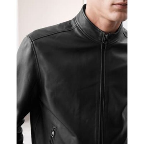 Mens Leather Biker Jacket - - Autograph - Modalova