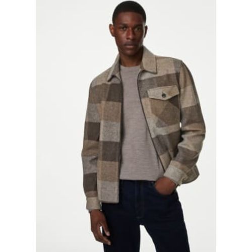 Mens Check Zip Up Jacket - - M&S Collection - Modalova