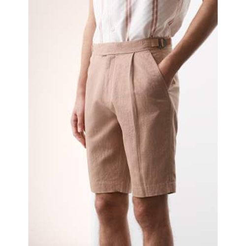 Mens Cotton Linen Blend Single Pleat Shorts - Autograph - Modalova