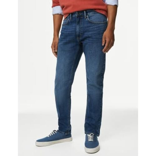 Mens Slim Fit 5 Pocket Crosshatch Stretch Jeans - - M&S Collection - Modalova