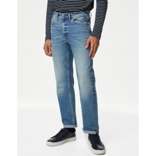 Mens Straight Fit Vintage Wash Stretch Jeans - - M&S Collection - Modalova