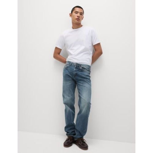 Mens Straight Fit Vintage Wash Stretch Jeans - - M&S Collection - Modalova