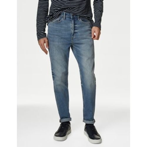 Mens Tapered Fit Vintage Wash Stretch Jeans - - M&S Collection - Modalova