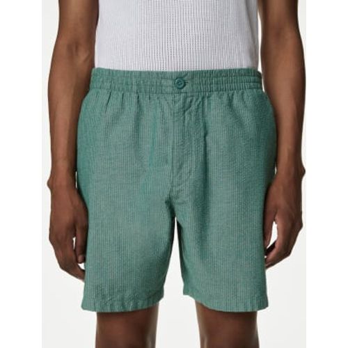 Mens Pure Cotton Seersucker Elasticated Shorts - - M&S Collection - Modalova