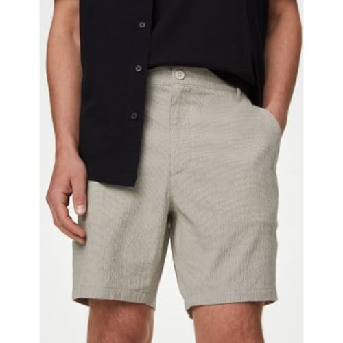 Mens Half Elasticated Waist Seersucker Shorts - - M&S Collection - Modalova