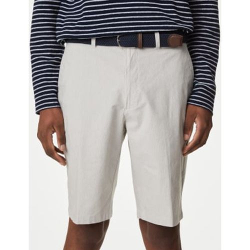 Mens Striped Belted Stretch Chino Shorts - - M&S Collection - Modalova