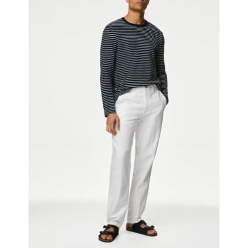 Mens Regular Fit Linen Blend Trousers - - M&S Collection - Modalova