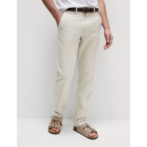 Mens Regular Fit Linen Blend Chinos - - M&S Collection - Modalova