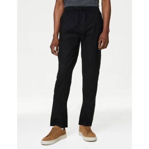 Mens Tapered Fit Linen Blend Trousers - - M&S Collection - Modalova