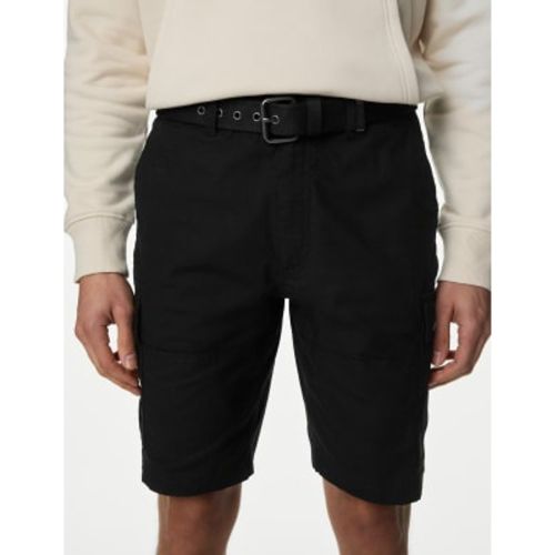 Mens Pure Cotton Ripstop Textured Belted Cargo Shorts - - M&S Collection - Modalova