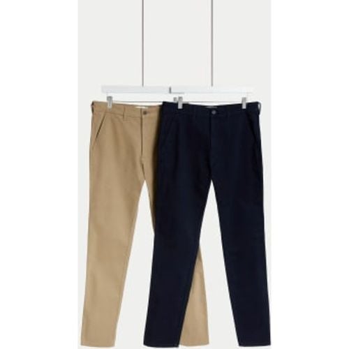 Mens 2pk Slim Fit Stretch Chinos - - M&S Collection - Modalova