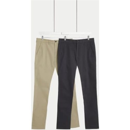 Mens 2pk Slim Fit Stretch Chinos - - M&S Collection - Modalova