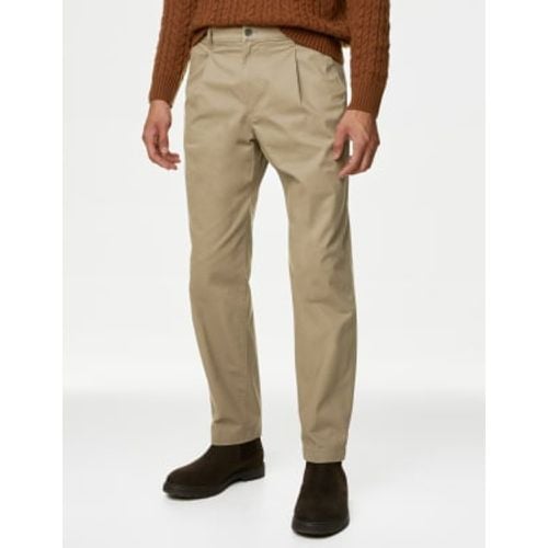 Mens Regular Fit Single Pleat Stretch Chinos - - M&S Collection - Modalova