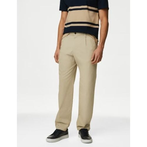 Mens Regular Fit Single Pleat Stretch Chinos - - M&S Collection - Modalova