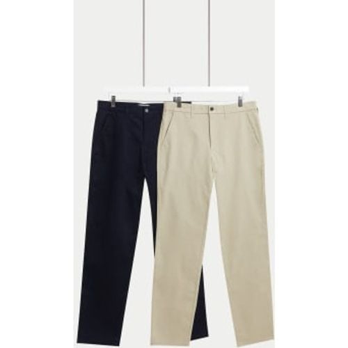 Mens 2pk Regular Fit Stretch Chinos - - M&S Collection - Modalova