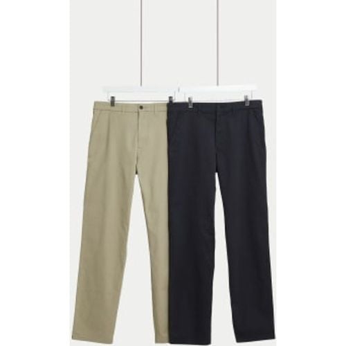 Mens 2pk Regular Fit Stretch Chinos - - M&S Collection - Modalova