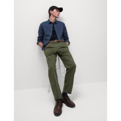 Mens Tapered Fit Twin Pleat Stretch Chinos - - M&S Collection - Modalova