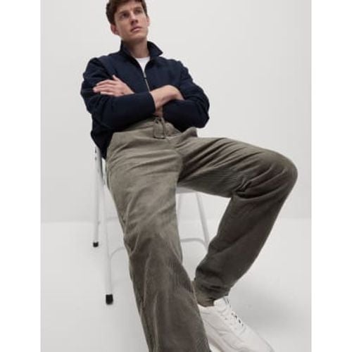 Mens Tapered Fit Elasticated Waist Corduroy Trousers - - M&S Collection - Modalova