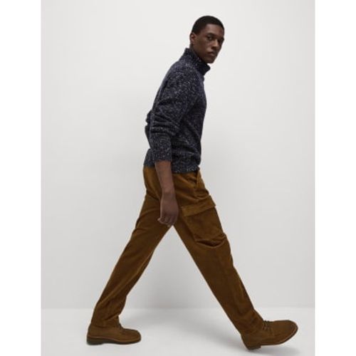 Mens Tapered Fit Corduroy Single Pleat Cargo Trousers - - M&S Collection - Modalova