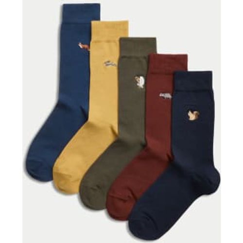 Mens 5pk Cool & Fresh™ Woodland Cotton Rich Socks - - M&S Collection - Modalova