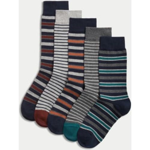 Mens 5pk Cool & Fresh™ Stripe Cotton Rich Socks - - M&S Collection - Modalova