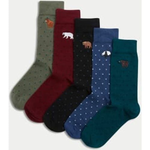 Mens 5pk Cool & Fresh™ Bear Cotton Rich Socks - - M&S Collection - Modalova