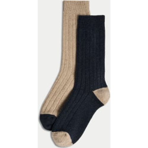 Mens 2pk Boot Socks with Silk - - M&S Collection - Modalova