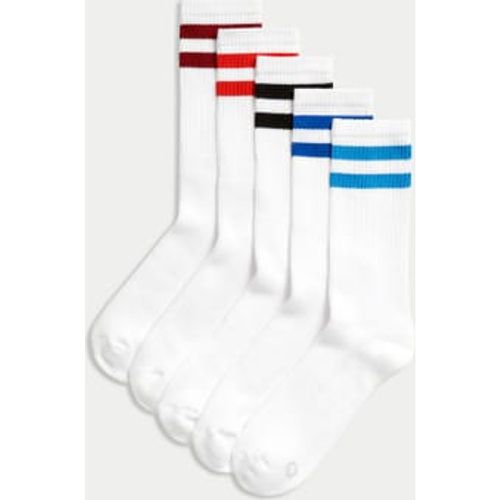 Mens 5pk Striped Cotton Rich Cushioned Sports Socks - - Goodmove - Modalova