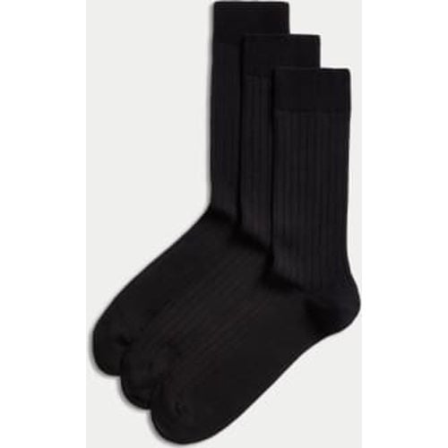 Mens 3pk Egyptian Cotton Rich Ribbed Socks - - M&S Collection - Modalova