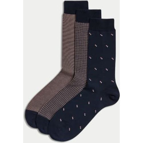 Mens 3pk Assorted Egyptian Cotton Rich Socks - - M&S Collection - Modalova