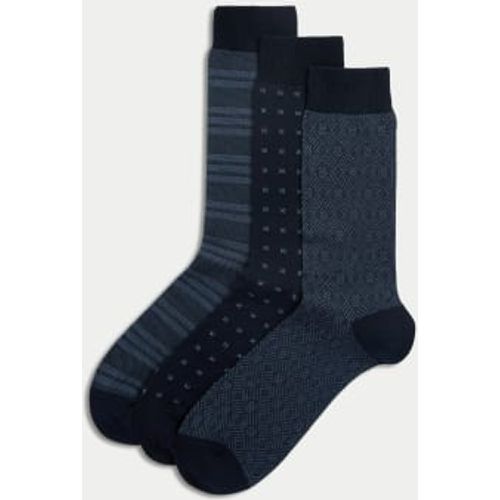 Mens 3pk Assorted Egyptian Cotton Rich Socks - - M&S Collection - Modalova