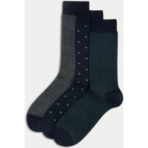 Mens 3pk Geometric Egyptian Cotton Rich Socks - - M&S Collection - Modalova