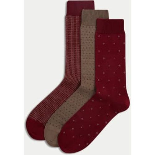 Mens 3pk Geometric Egyptian Cotton Rich Socks - - M&S Collection - Modalova