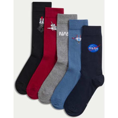 Mens 5pk NASA™ Cotton Rich Socks - - M&S Collection - Modalova