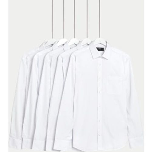 Mens 5pk Slim Fit Easy Iron Long Sleeve Shirts - M&S Collection - Modalova