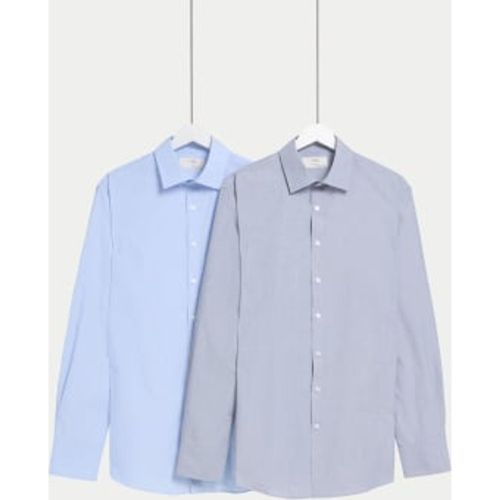 Mens 2pk Slim Fit Easy Iron Cotton Blend Shirts - - M&S Collection - Modalova