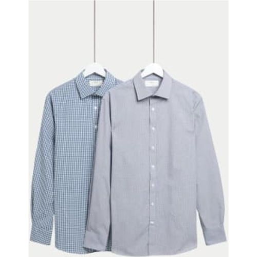 Mens 2pk Slim Fit Easy Iron Cotton Blend Shirts - - M&S Collection - Modalova