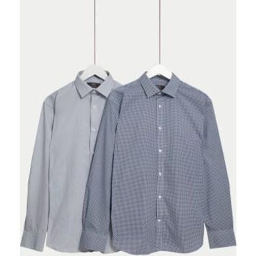 Mens 2pk Regular Fit Easy Iron Long Sleeve Shirts - - M&S Collection - Modalova