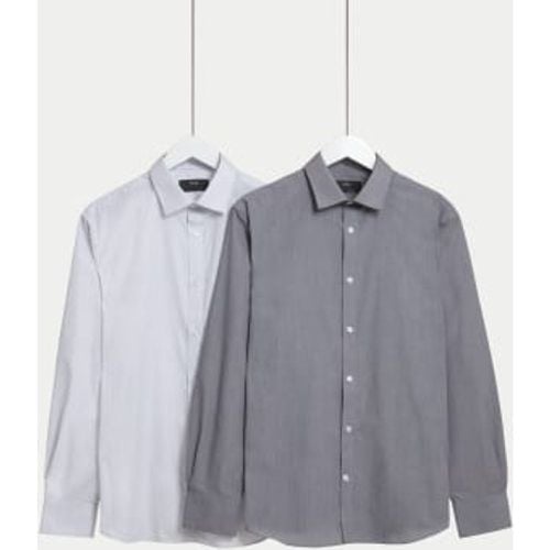 Mens 2pk Regular Fit Easy Iron Long Sleeve Shirts - - M&S Collection - Modalova