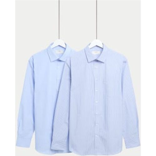 Mens 2pk Regular Fit Easy Iron Striped Shirts - - M&S Collection - Modalova