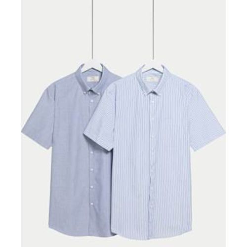 Mens 2pk Regular Fit Striped Short Sleeve Shirts - - M&S Collection - Modalova