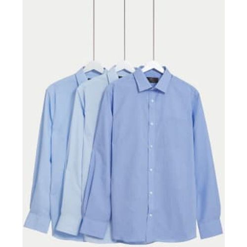 Mens 3pk Tailored Fit Easy Iron Long Sleeve Shirts - - M&S Collection - Modalova